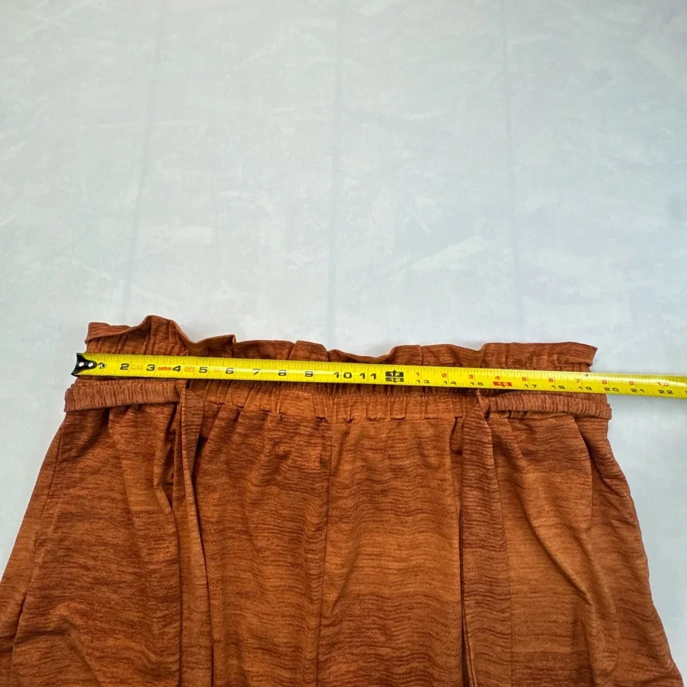 LuLaRoe Paper Bag Shorts Womens 2XL Rust Orange Stretch Lightweight Tie Waist